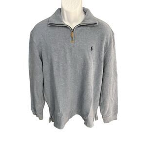 Vtg Polo Ralph Lauren Men's L blue high neck 1/4 zip sweater